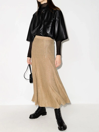 Shop Joseph Lurex-detailing Pleated Midi Skirt In Neutrals