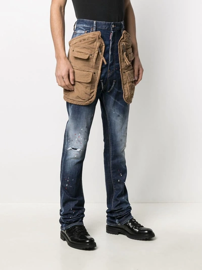 Shop Dsquared2 High-rise Stonewashed Straight-leg Jeans In Blue