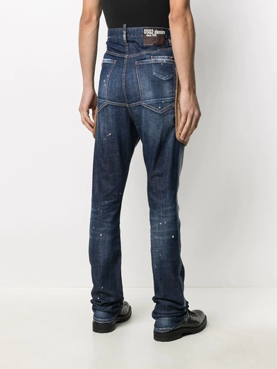 Shop Dsquared2 High-rise Stonewashed Straight-leg Jeans In Blue