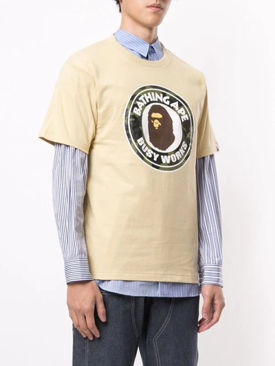 Shop A Bathing Ape Logo-print Short-sleeve T-shirt In Neutrals