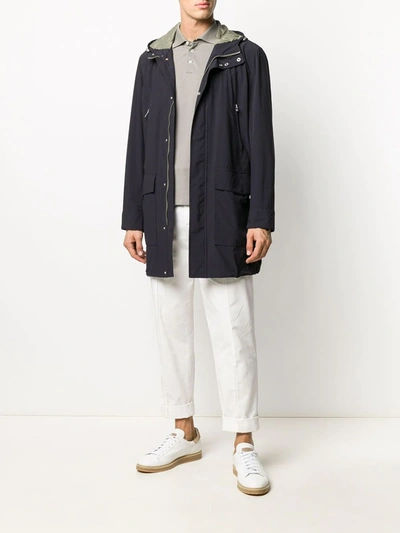 Shop Brunello Cucinelli Hooded Parka Coat In Blue