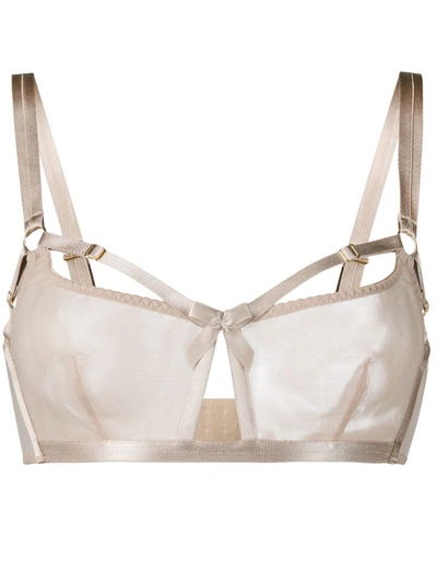 Shop Bordelle Semi-sheer Fitted Bra In Neutrals