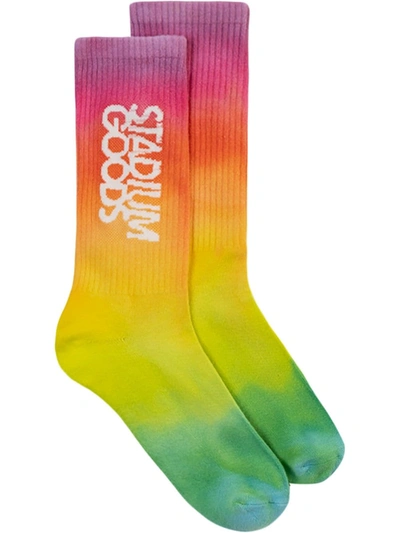 Shop Stadium Goods X Smalls Socks "pink Sunset Gradient" Socks In Red