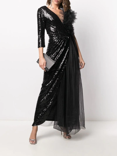 Shop Alchemy Tulle And Sequin-embellished Asymmetric Dress In Black