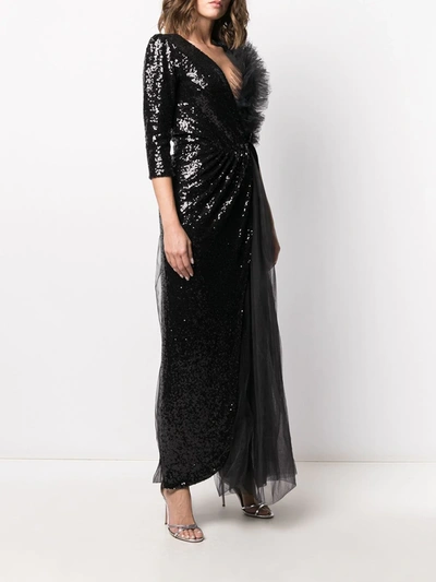 Shop Alchemy Tulle And Sequin-embellished Asymmetric Dress In Black