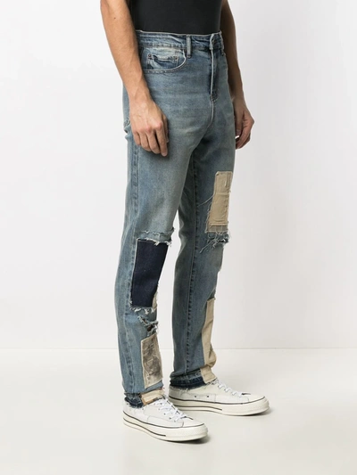 Shop Val Kristopher Patchwork Straight-leg Jeans In Blue