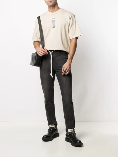 Shop Val Kristopher Distressed Drawstring Slim Denim Jeans In Black