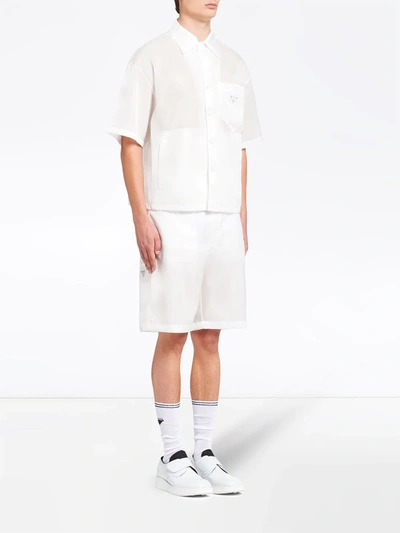 Shop Prada Short Sleeved Recycled-nylon Shirt In White