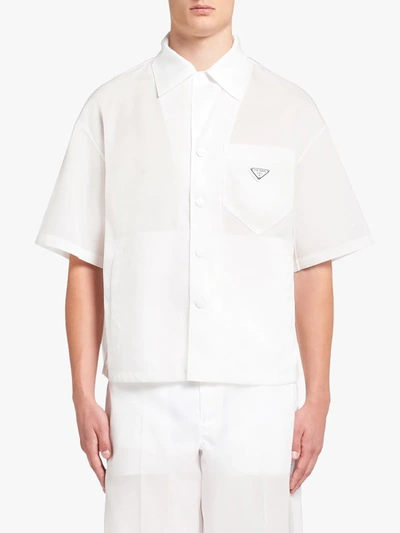 Shop Prada Short Sleeved Recycled-nylon Shirt In White