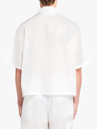 Shop Prada Short Sleeved Recycled-nylon Shirt In White