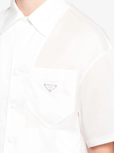 Shop Prada Short Sleeved Recycled-nylon Shirt In White