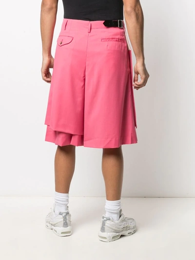 Shop Comme Des Garçons Homme Deux Layered Tailored Shorts In Pink