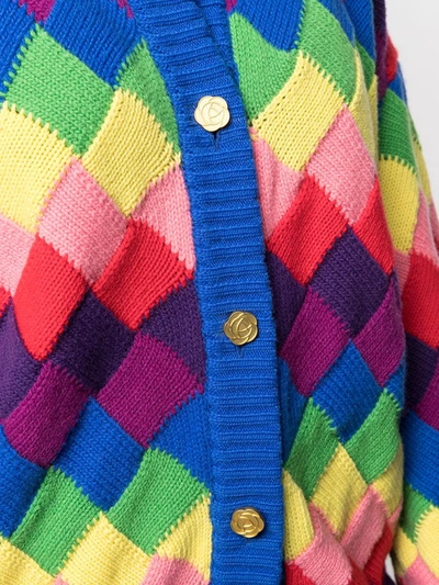 Shop Ami Amalia Quadrodella Speranza Rainbow-knit Cardigan In Blue