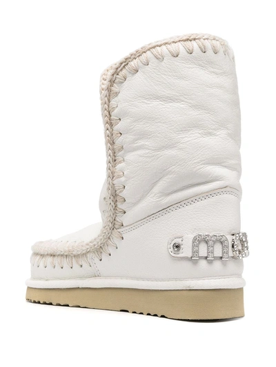 Mou Embellished Logo Snow Boots In White