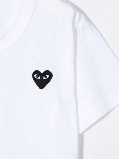 Shop Comme Des Garçons Play Embroidered-logo Cotton T-shirt In White