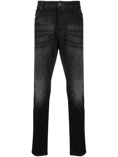 Shop Emporio Armani Slim Faded Jeans In Grey