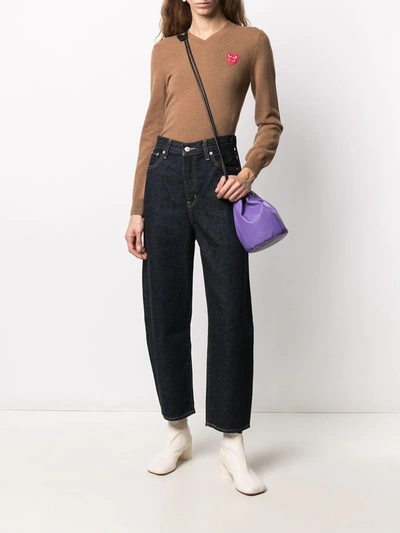 Comme Des Garçons Play Embroidered Logo Jumper In Brown