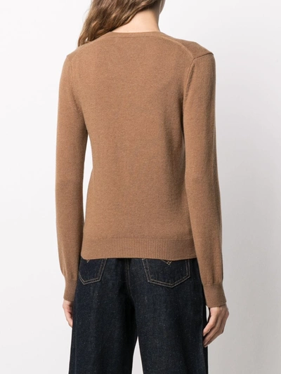 Comme Des Garçons Play Embroidered Logo Jumper In Brown