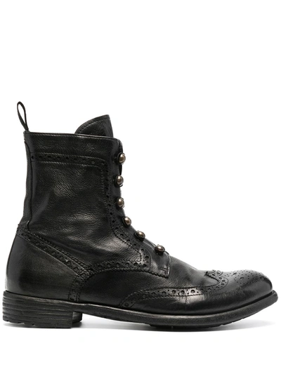 Shop Officine Creative Brogue Detail Boots In Black