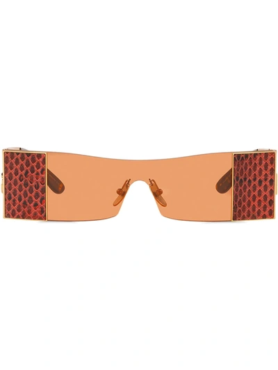 Shop Dolce & Gabbana Sicilian Jungle Rectangular-frame Sunglasses In Orange