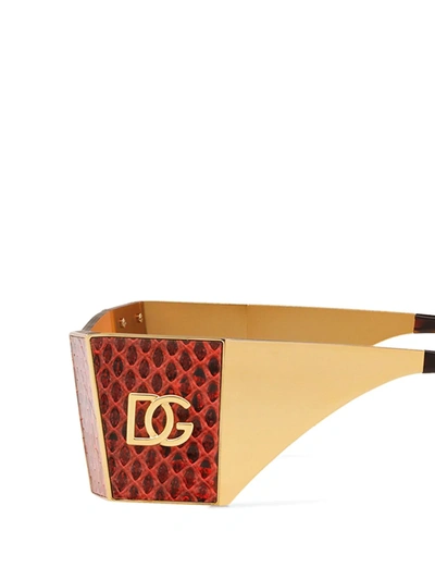 Dolce & Gabbana Sicilian Jungle Rectangular-frame Sunglasses In Orange