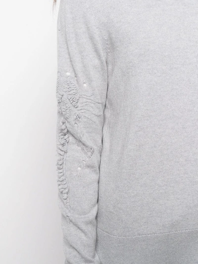 Shop Barrie 3d Thistle Embroidered Jumper In Grey