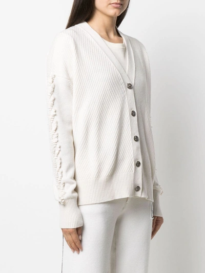 Shop Barrie Thistle-knit Sleeve Cashmere Cardigan In Neutrals