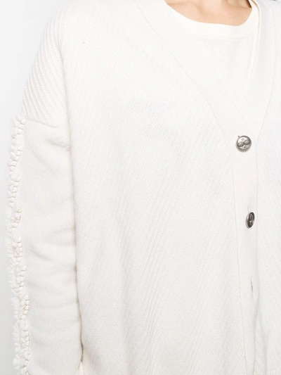 Shop Barrie Thistle-knit Sleeve Cashmere Cardigan In Neutrals