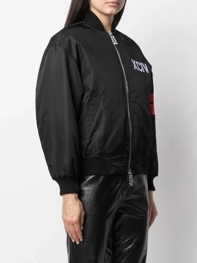 Shop Gcds Logo Embroidered Bomber Jacket In Black