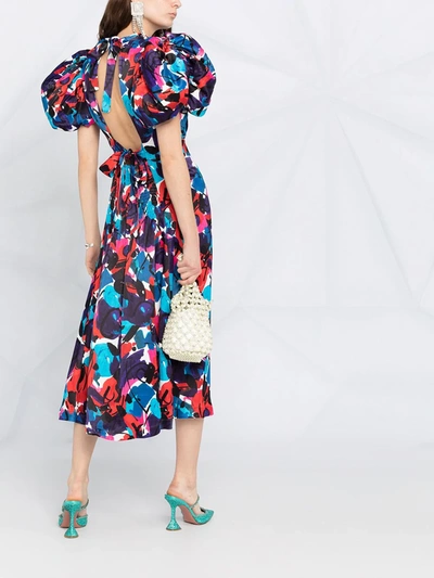 ROTATE BIRGER CHRISTENSEN ABSTRACT-PRINT BALLOON SLEEVE DRESS 