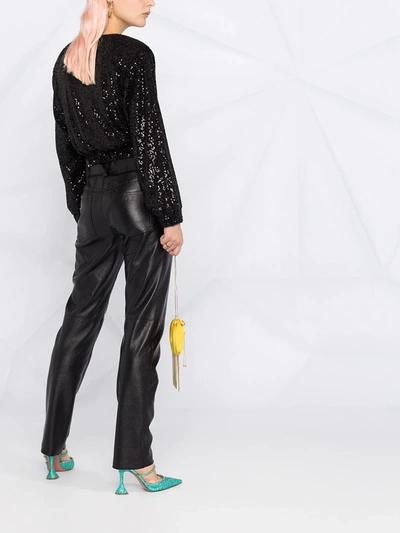 Shop Rotate Birger Christensen Sequinned Cropped Jacket In Black