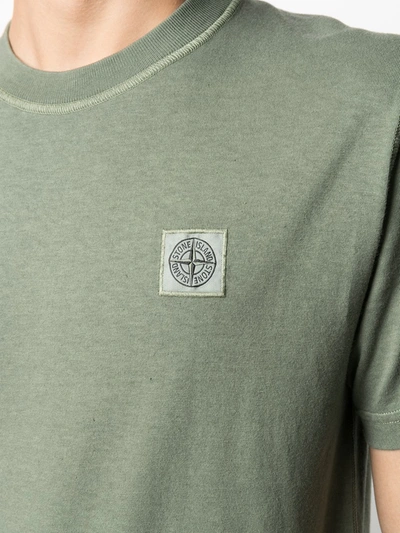 Shop Stone Island Logo Patch T-shirt In Green