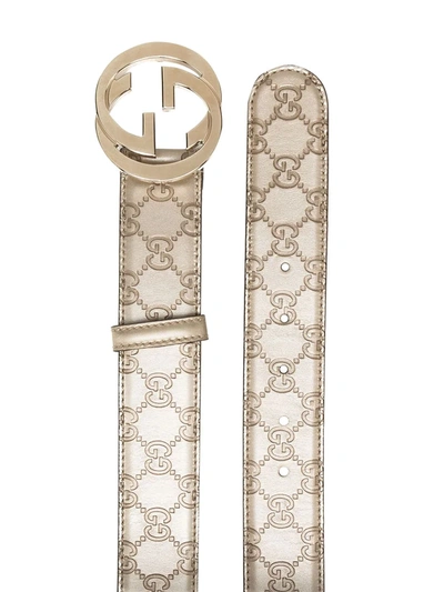 Shop Gucci Signature Buckle Belt In Neutrals