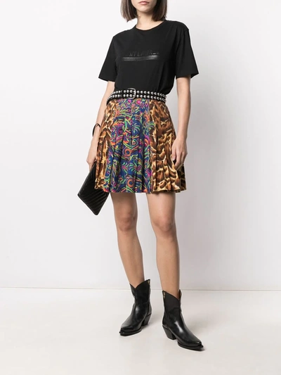 Pre-owned Versace Animal Floral Print Pleated Skirt In Brown