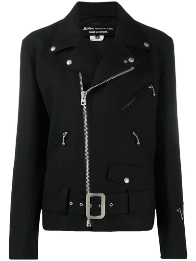 Shop Junya Watanabe Belted Biker Jacket In Black