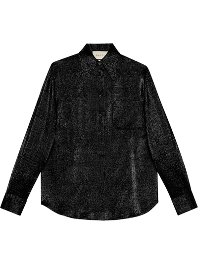 Shop Gucci Pinstripe Crêpe Shirt In Black