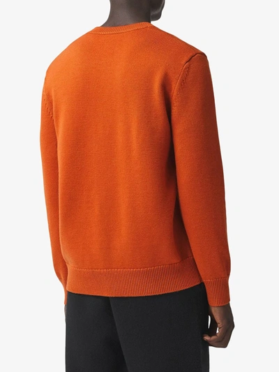 Shop Burberry Varsity Jacquard Jumper In Orange