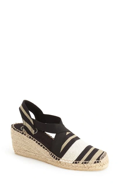 Shop Toni Pons 'tarbes' Espadrille Wedge Sandal In Black Combo Linen