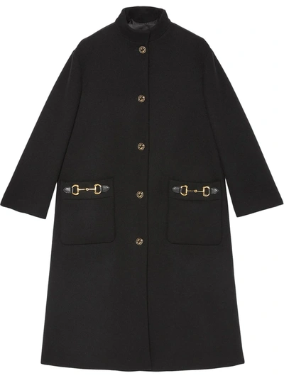 Shop Gucci Horsebit-detail Single-breasted Coat In Black