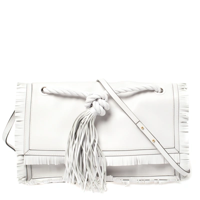 Pre-owned Valentino Garavani White Leather The Rope Shoulder Bag