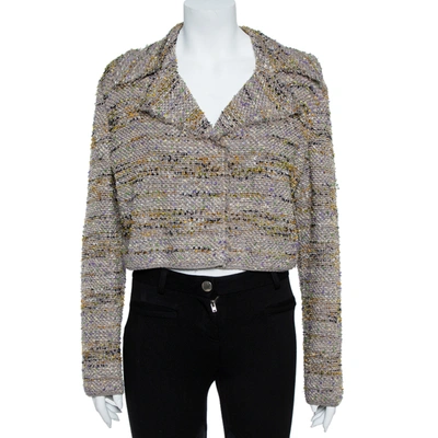 Pre-owned M Missoni Multicolor Tweed Cropped Blazer L