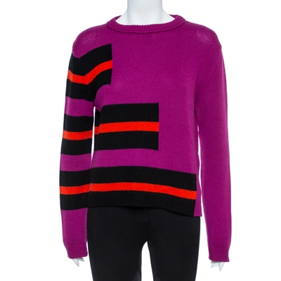 Pre-owned Fendi Purple Knitted Cashmere Sweater M
