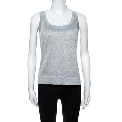 Pre-owned Missoni Shimmery Silver Lurex Knit Tank Top L