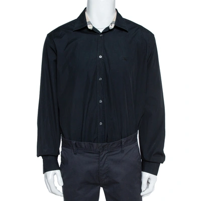 Pre-owned Burberry Brit Black Stretch Cotton Poplin Long Sleeve Shirt Xxxl