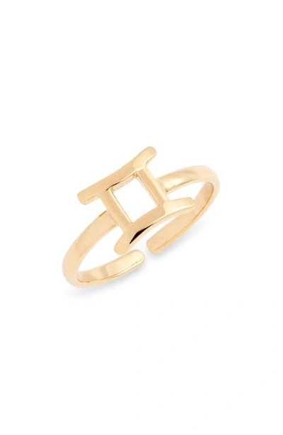 Shop Sterling Forever Zodiac Ring In Gold Gemini
