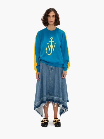 Shop Jw Anderson Deconstructed Fleece Back Sweatshirt In Blue