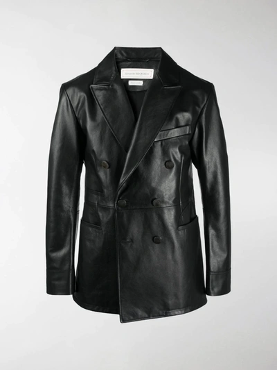 Shop Alexander Mcqueen Double-breasted Multi-pocket Jacket In Black