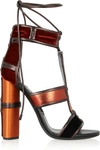 TOM FORD Paneled Leather, Velvet And Satin Sandals