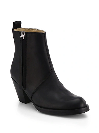 Acne Studios Pistol Leather Ankle Boots In Black