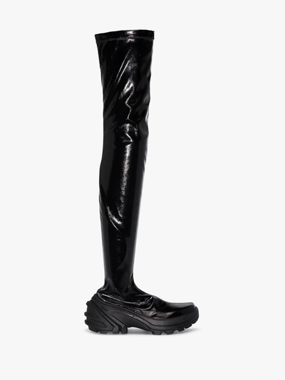Shop Alyx Black Patent Leather Thigh-high Boots